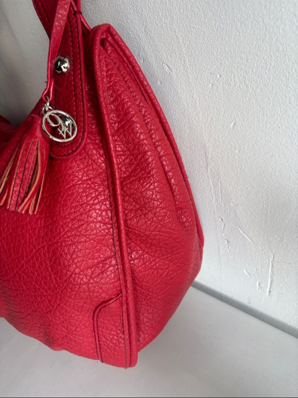 Nine West Red Textured Vegan Leather Hobo Bag - Picture 5 of 11